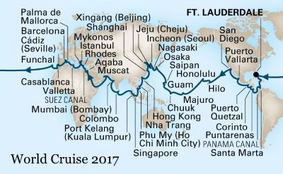Holland America world cruise map