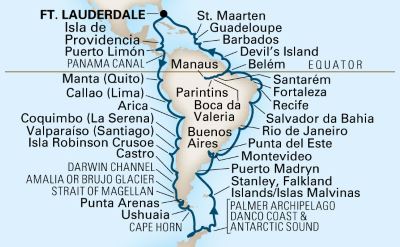 Holland America South America cruise map